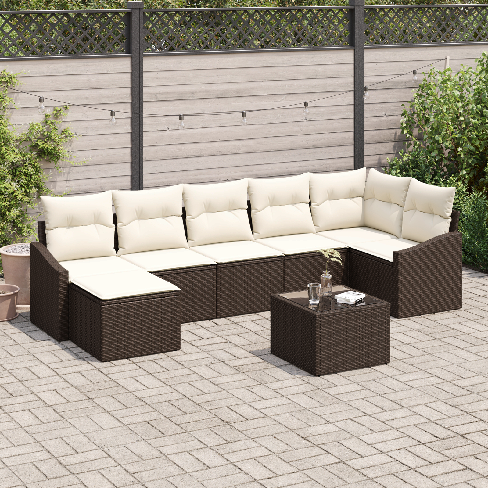 Set di Sofà da Giardino da 7 Pezzi con Cuscini Grigio Rattan Sintetico