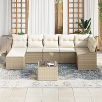 Set Divano da Giardino di 8 Pezzi con Cuscini in Rattan Sintetico Marrone