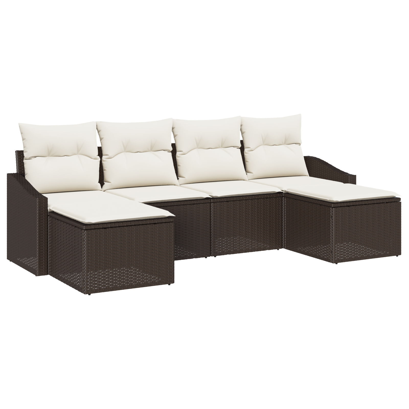 Set di Divani da Giardino a 6 Pezzi con Cuscini Marrone Polyrattan