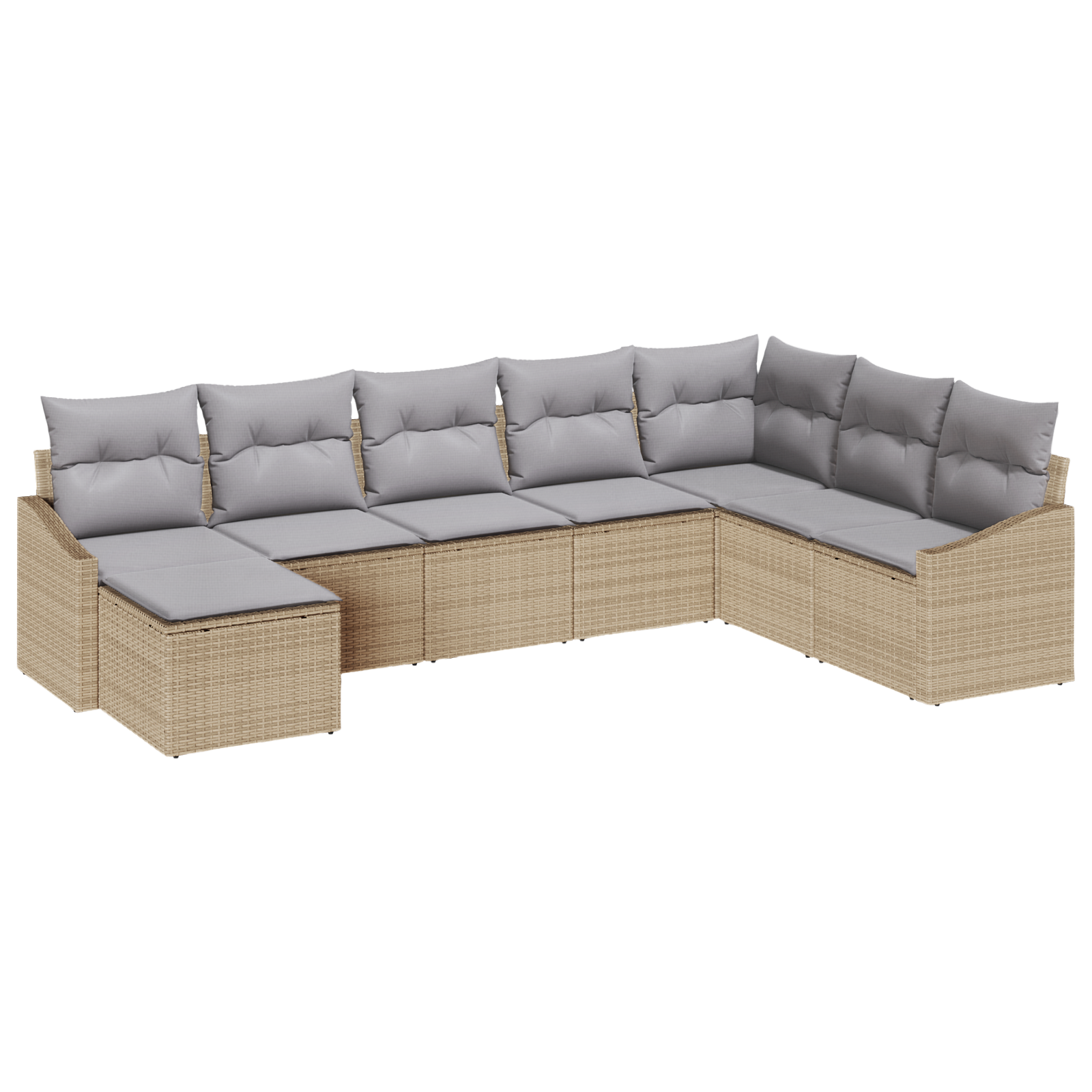 Set di Divani da Giardino da 8 Pezzi con Cuscini Beige in Polyrattan