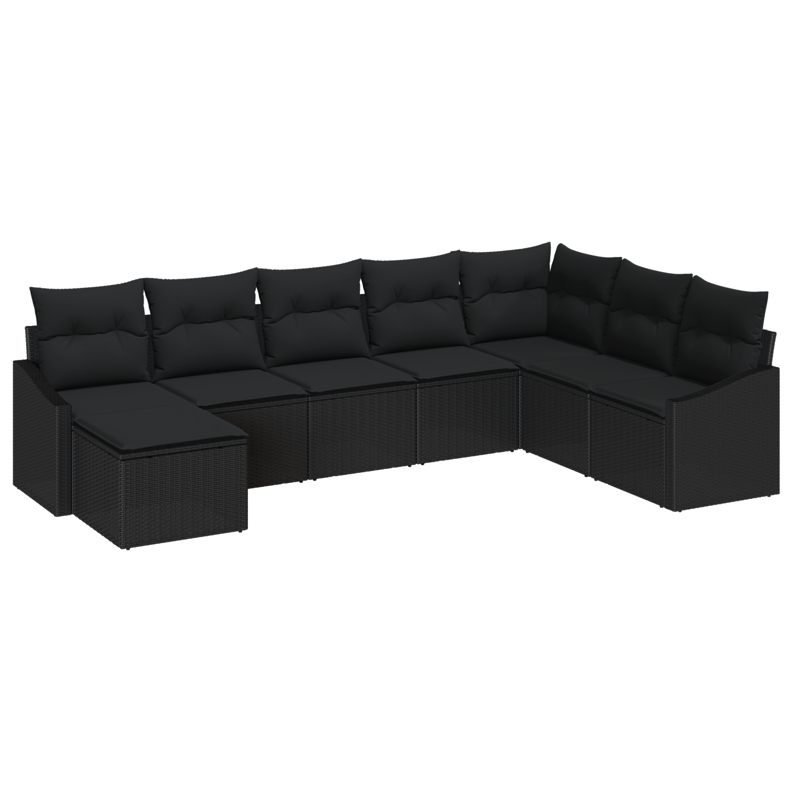 Set di divano da giardino in 8 pezzi con cuscini in rattan nero