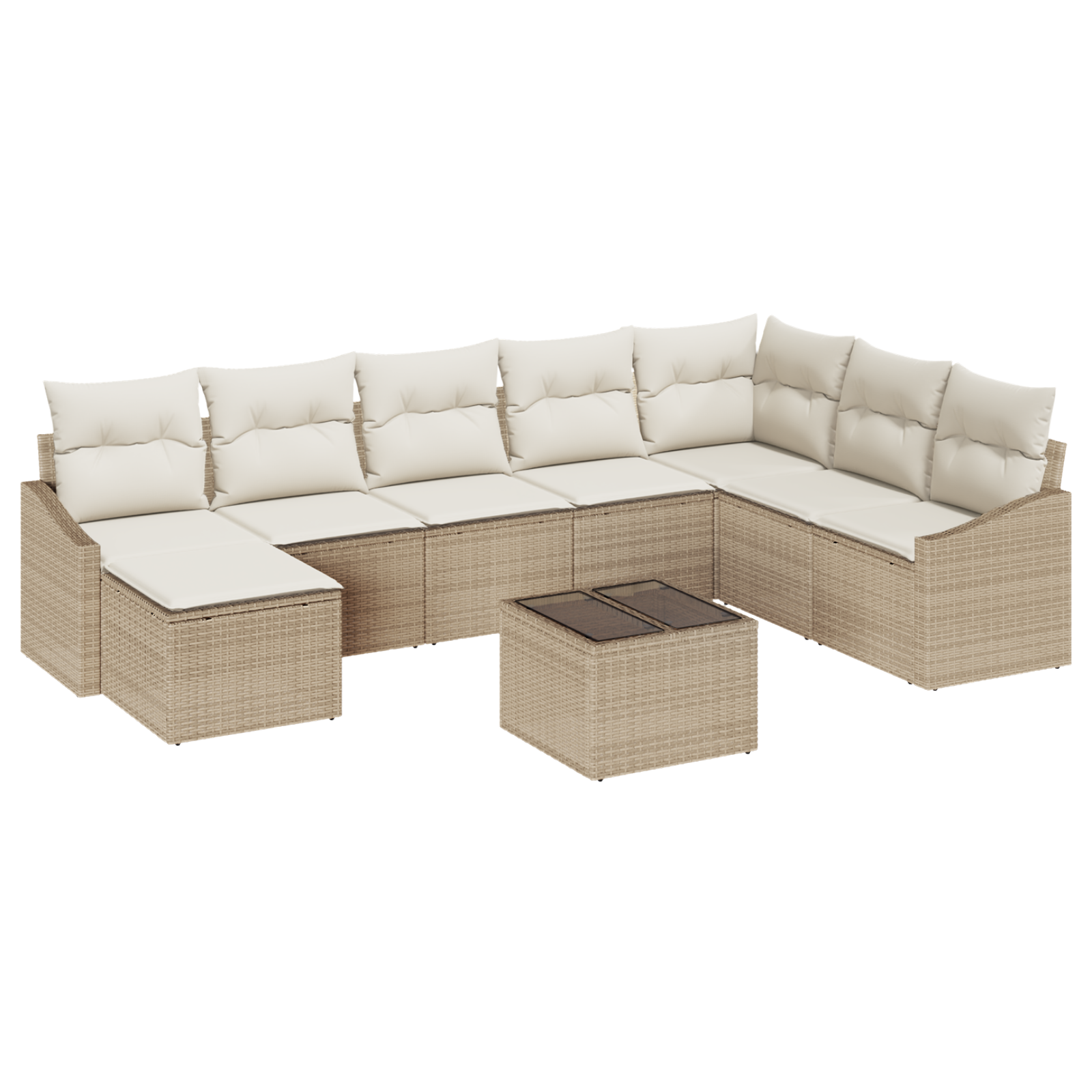 Set Divano da Giardino da 9 Pezzi con Cuscini Brown Rattan Sintetico