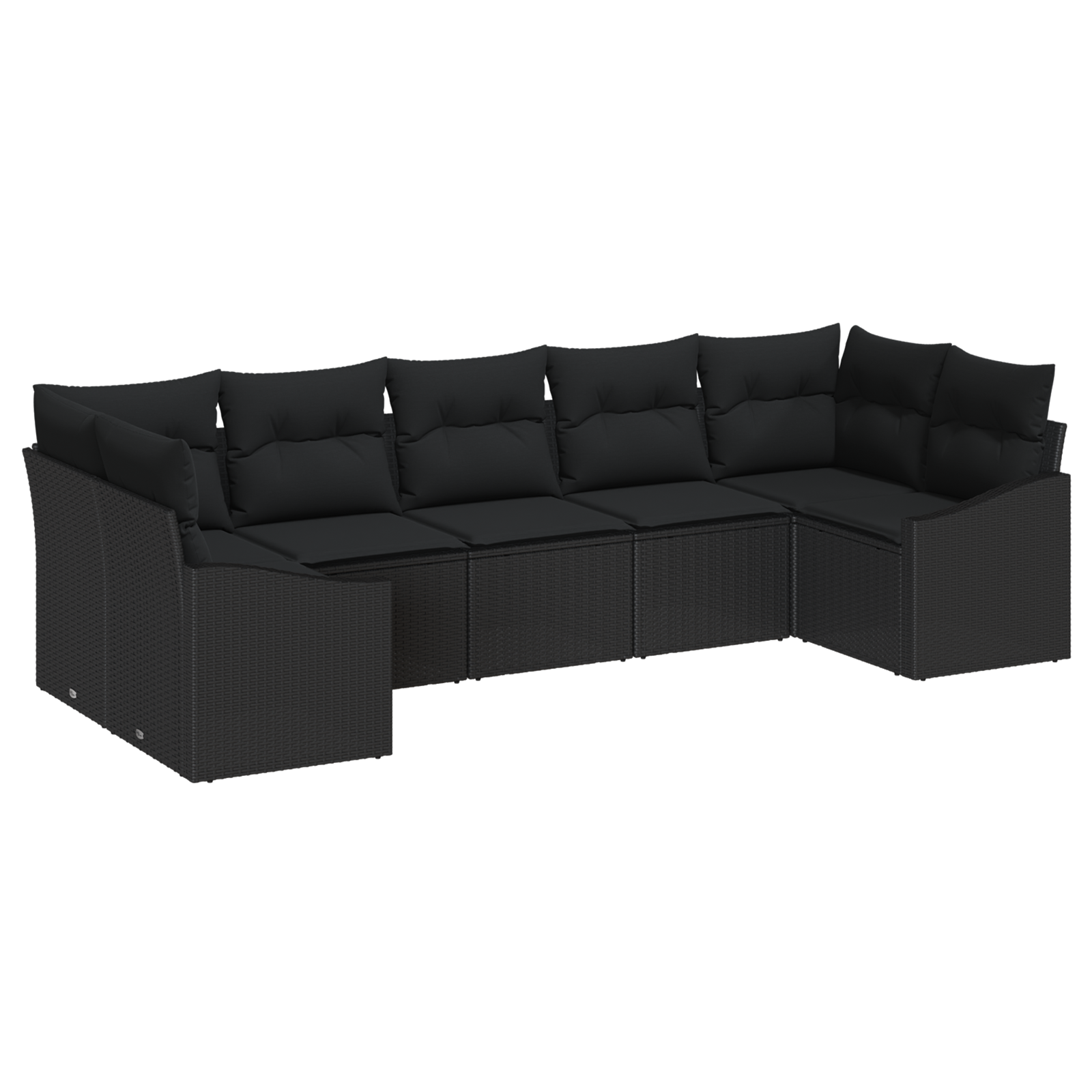 Set da Giardino da 7 Pezzi di con Cuscini Nero Polyrattan