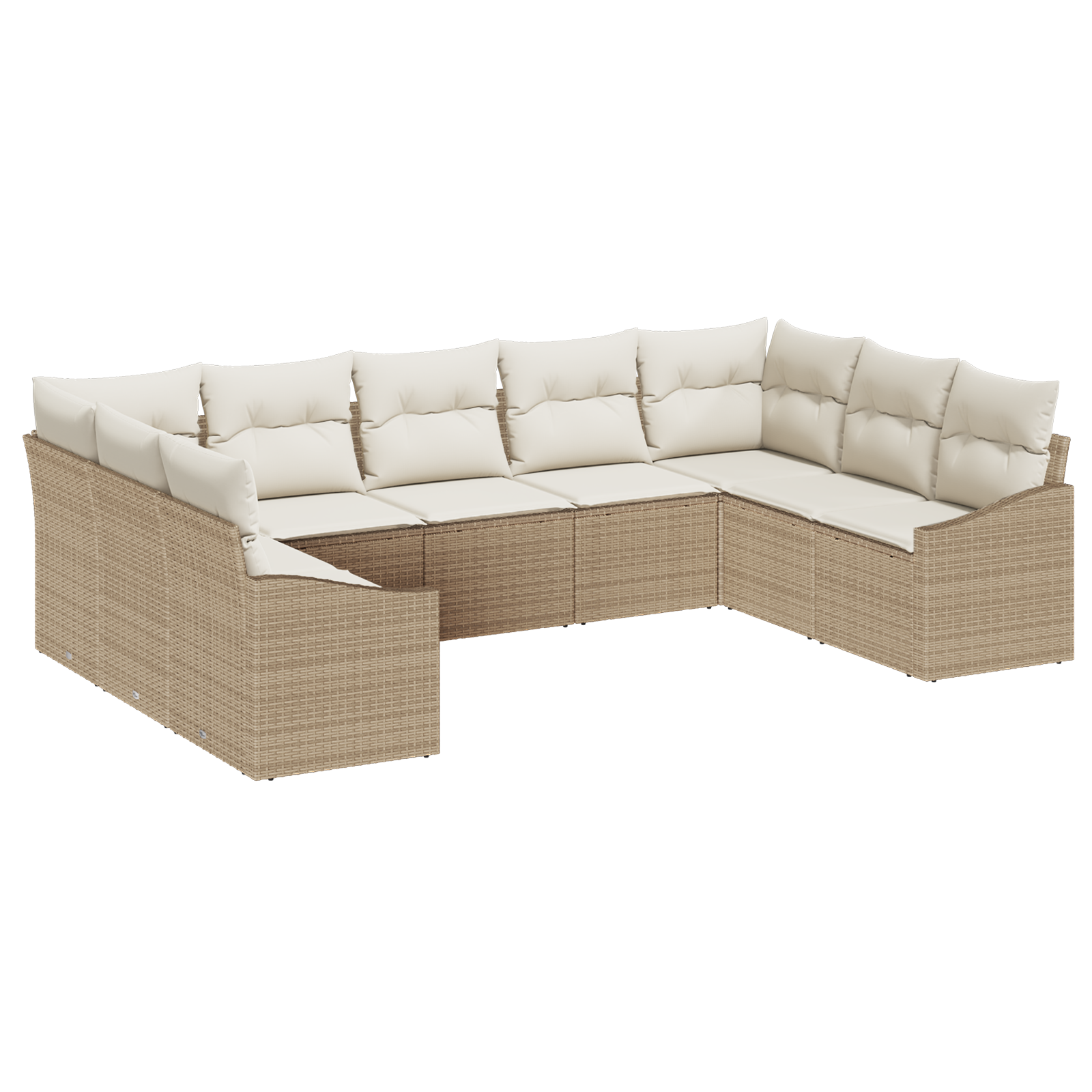 Set di Divani da Giardino da 9 Pezzi con Cuscini Beige Polyrattan