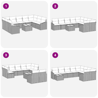 Set Divano da Giardino da 10 Pezzi con Cuscini Grigio Rattan