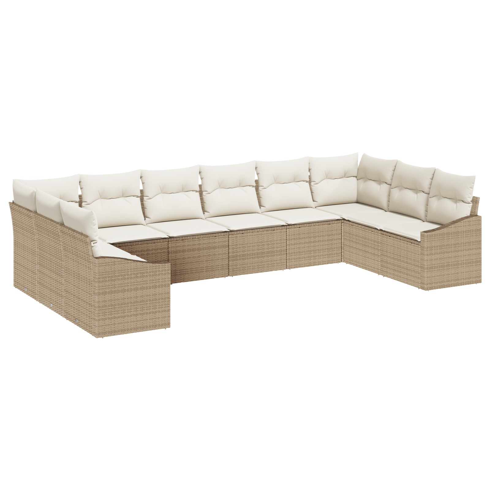 Set Divano da Giardino 10 Pezzi con Cuscini Beige Rattan PE