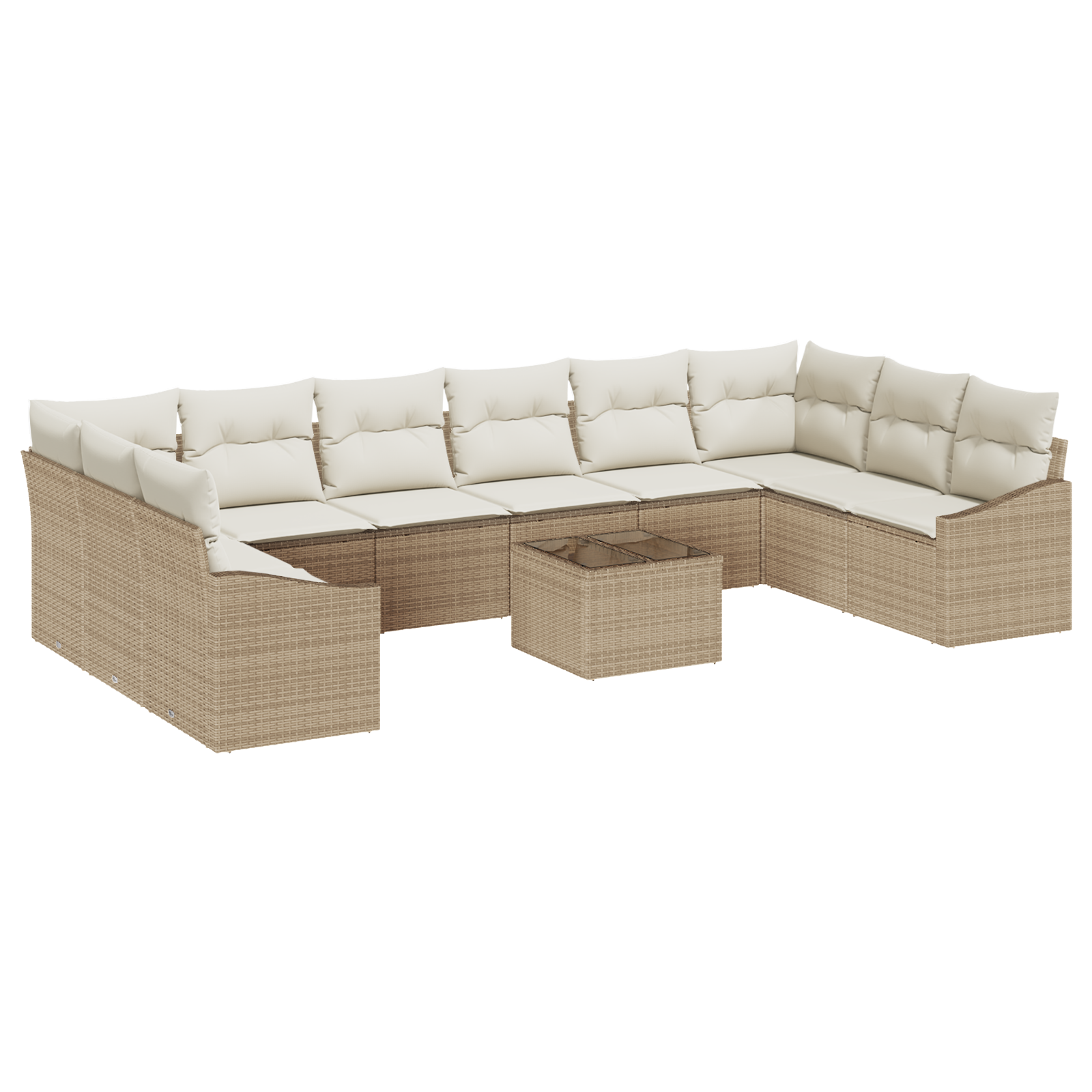 Set Divano da Giardino 11 Pezzi con Cuscini Rattan Marrone PE