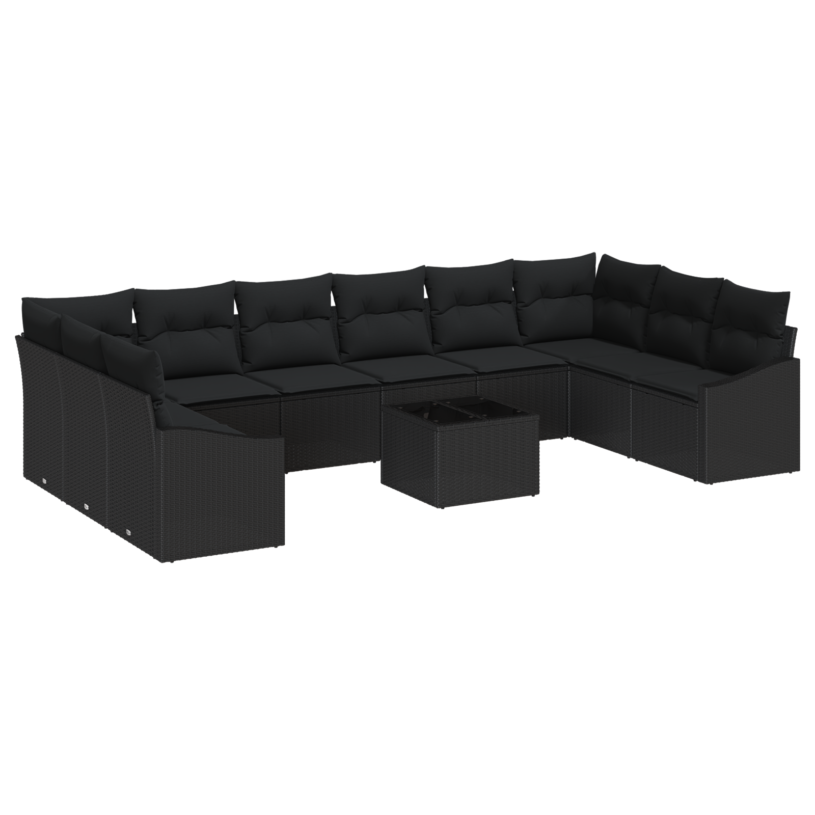 Set di Divani da Giardino a 11 Pezzi con Cuscini Rattan Nero