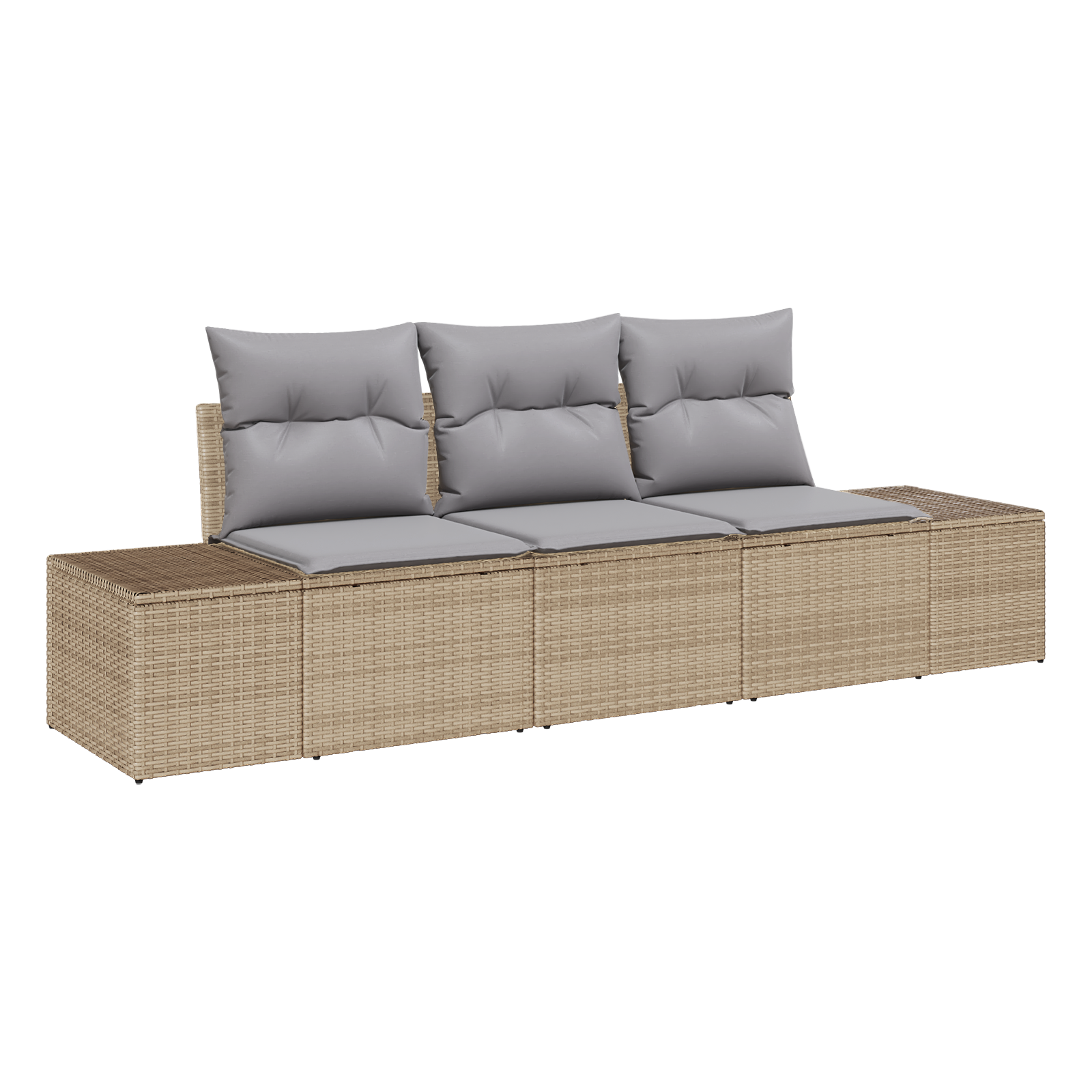 Set Divano da Giardino 3 Pezzi con Cuscini Beige Polyrattan