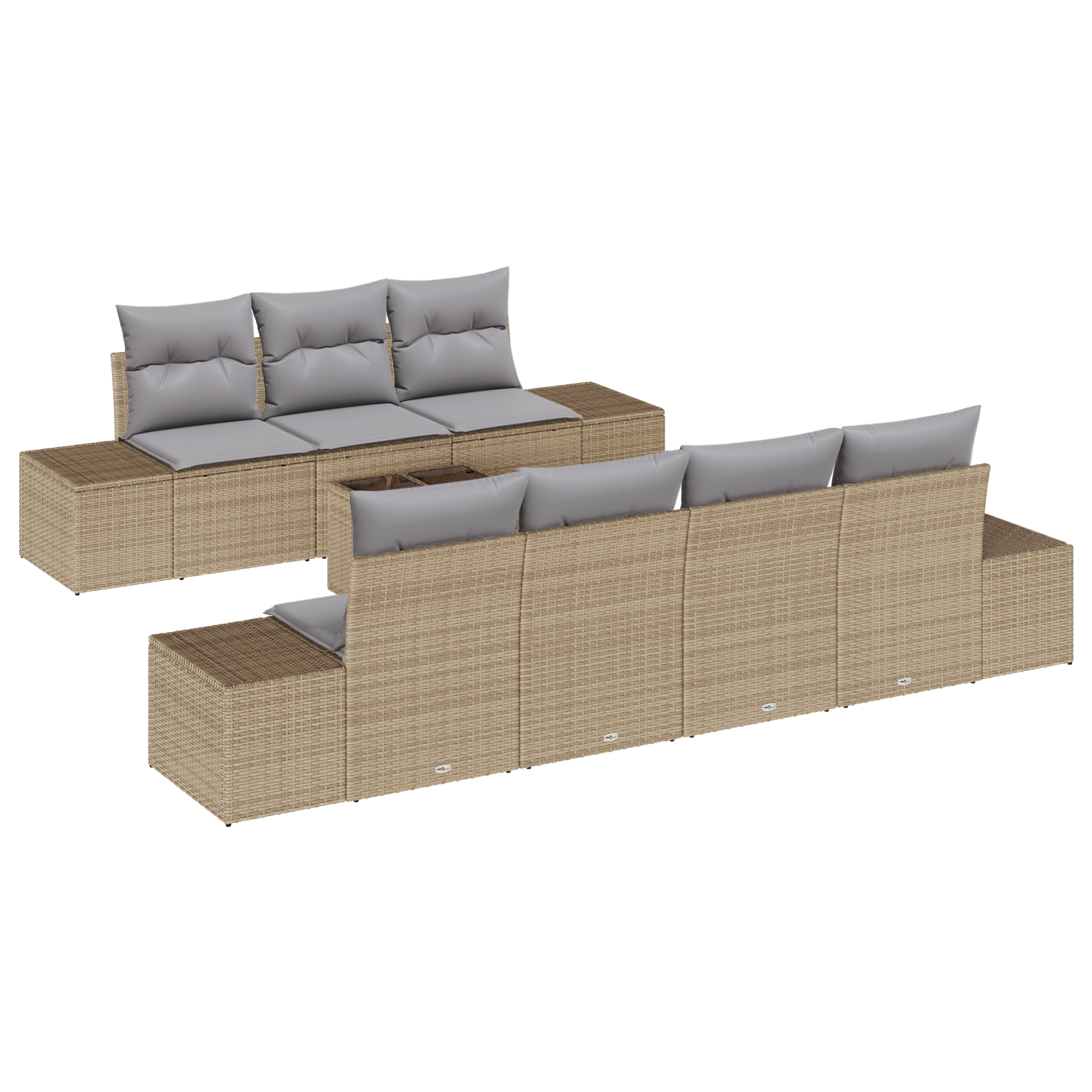 Set divano giardino 8 pezzi con cuscini beige polyrattan
