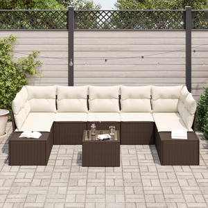 Set da Giardino 8 Pezzi con Cuscini Marrone in Polirattan