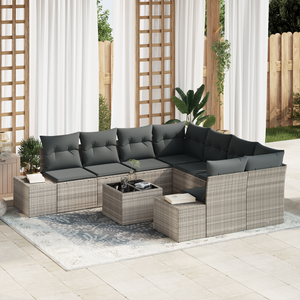 Set Divano Giardino 9 Pezzi con Cuscini Grigio Chiaro Rattan