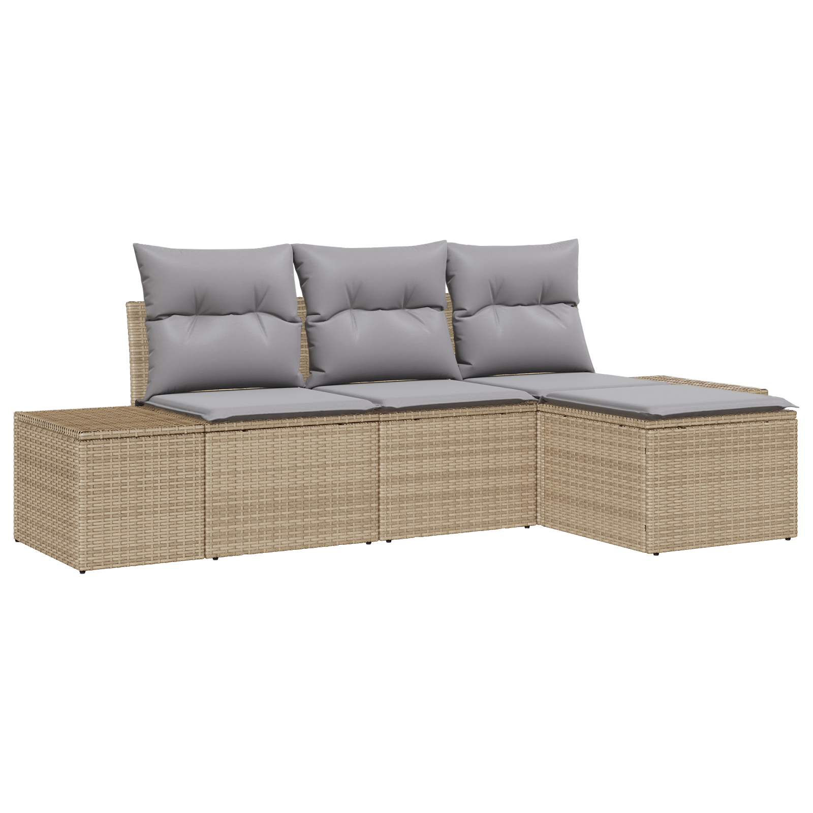 Set Divano Giardino 4 Pezzi con Cuscini Beige Rattan Poli