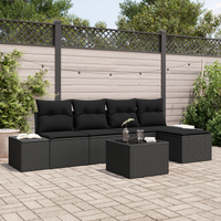 Set Divano da Giardino con Cuscini 6 Pezzi Beige Polirattan