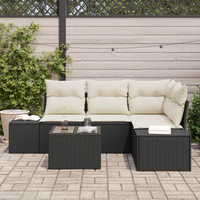 Set Divano da Giardino di 4 Pezzi con Cuscini Marrone Polyrattan