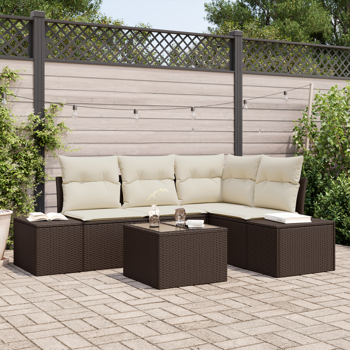Set di Divani da Giardino 4 Pezzi con Cuscini Grigio Polyrattan