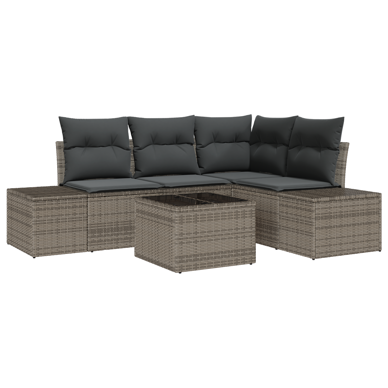 Set Divano da Giardino con Cuscini 4 Pezzi Grigio Rattan