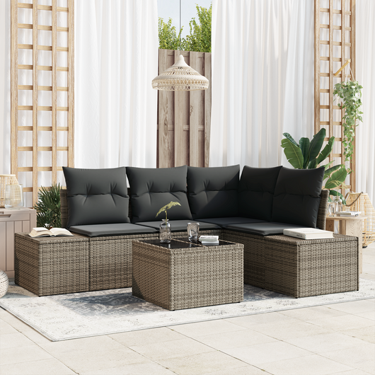 Set Divano da Giardino con Cuscini 4 Pezzi Grigio Rattan