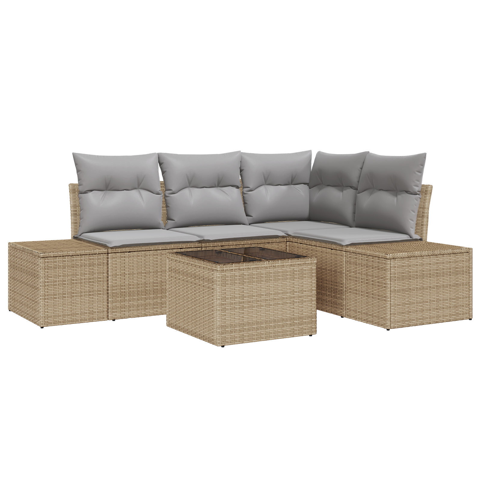 Set di divani da giardino 5 Pezzi con cuscini Nero Polyrattan