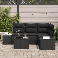 Set Divano da Giardino a 5 Pezzi con Cuscini Beige Polyrattan