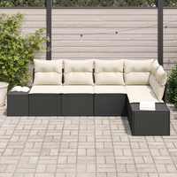 Set di divani da giardino 5 pezzi con cuscini in rattan polare nero