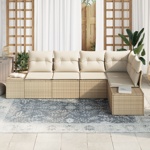 Set divano da giardino 5 pezzi con cuscini rattan beige