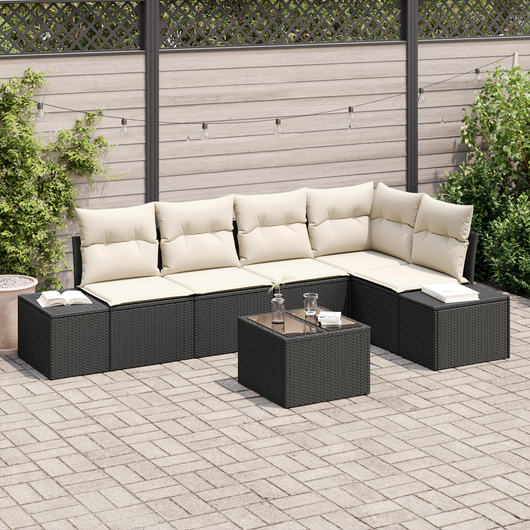 Set divano da giardino 5 pezzi con cuscini Rattan polyrattan marrone