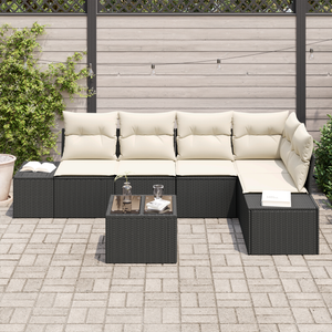 Set divano da giardino 5 pezzi con cuscini Rattan polyrattan marrone