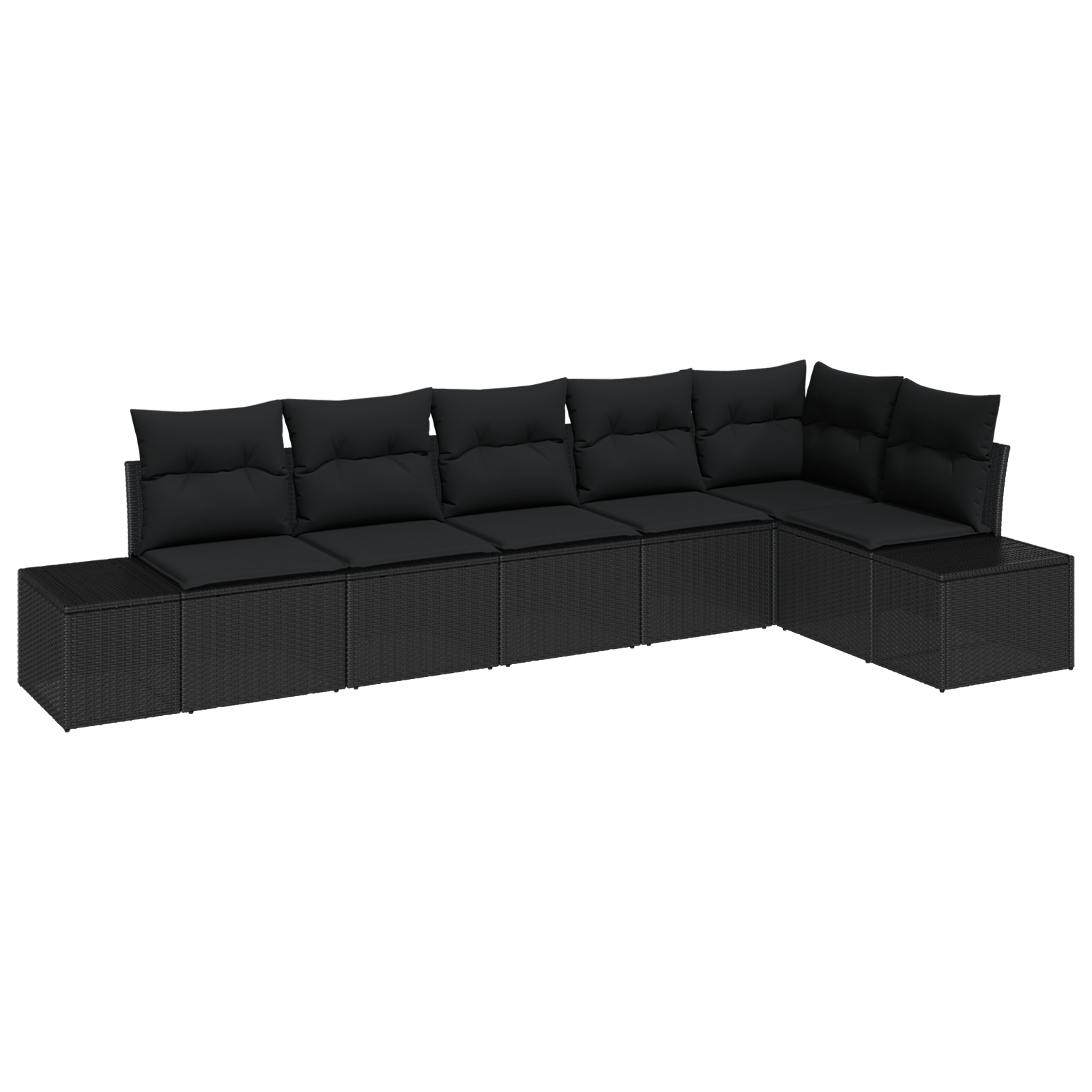 Set di divani da giardino 6 pezzi con cuscini Nero Polyrattan