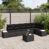 Set Divano da Giardino da 7 Pezzi con Cuscini Beige Polyrattan