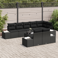 Set di divano da giardino 9 pezzi con cuscini Beige in Polyrattan