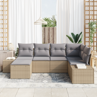 Set da giardino 6 pezzi di con cuscini beige in rattan