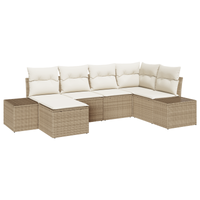 Set divano da giardino 6 pezzi con cuscini - Rattan poliestere beige