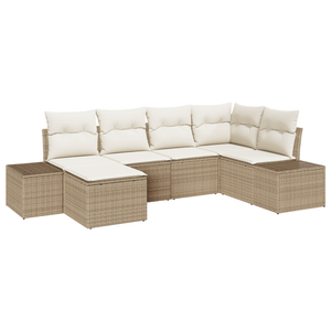 Set divano da giardino 6 pezzi con cuscini - Rattan poliestere beige