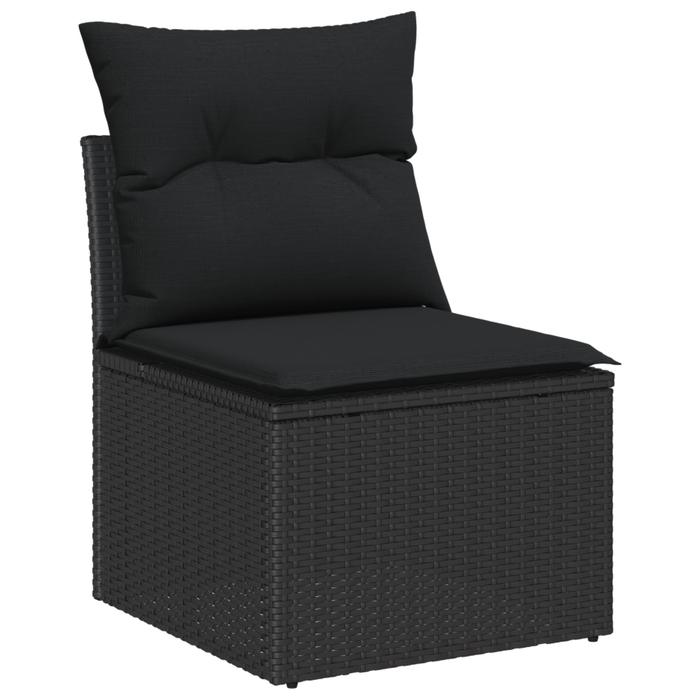 Set di divani da giardino 6 pezzi con cuscini in polyrattan nero