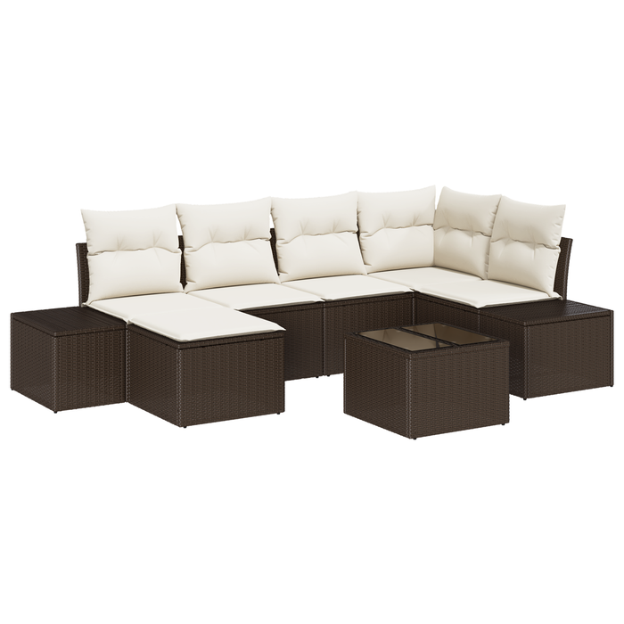Set da giardino 6 pezzi con cuscini grigio in Polyrattan