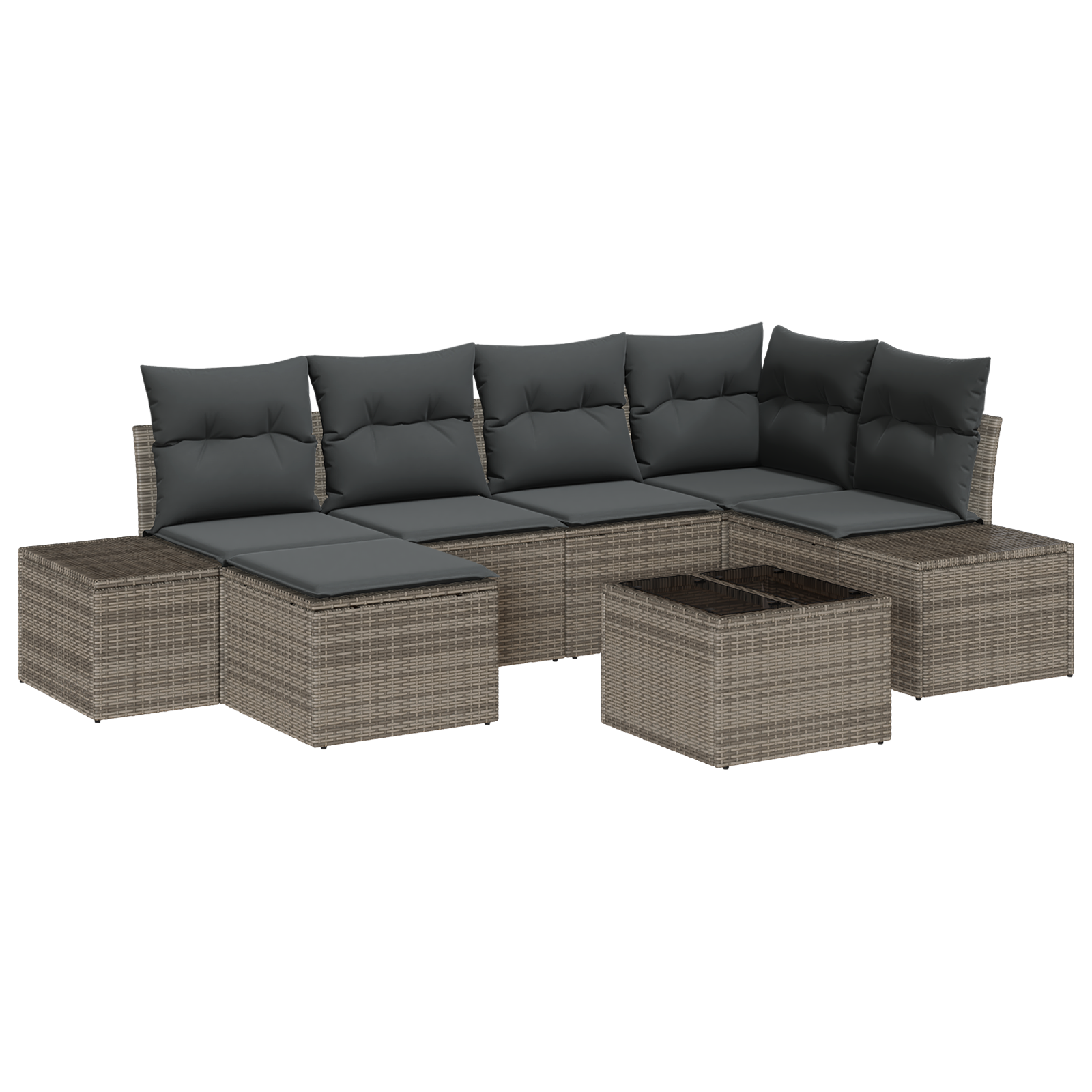 Set Divano Giardino 6 Pezzi con Cuscini Rattan Nero in Polyrattan