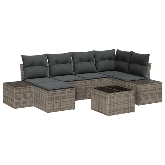 Set Divano Giardino 6 Pezzi con Cuscini Rattan Nero in Polyrattan