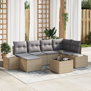 Set Divano da Giardino in 7 Pezzi con Cuscini Rattan Nero