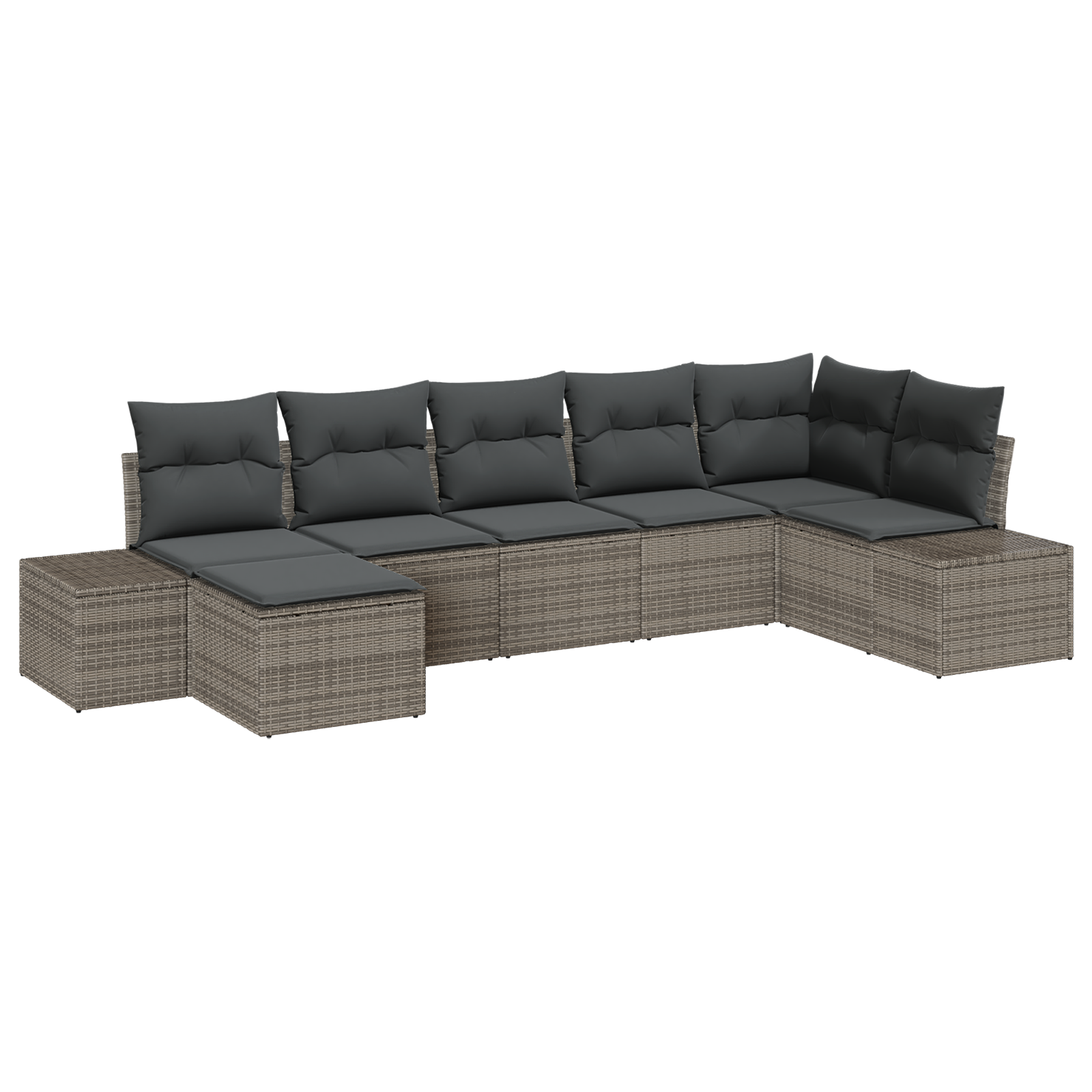 Set Divano da Giardino 7 Pezzi con Cuscini Grigio Polyrattan