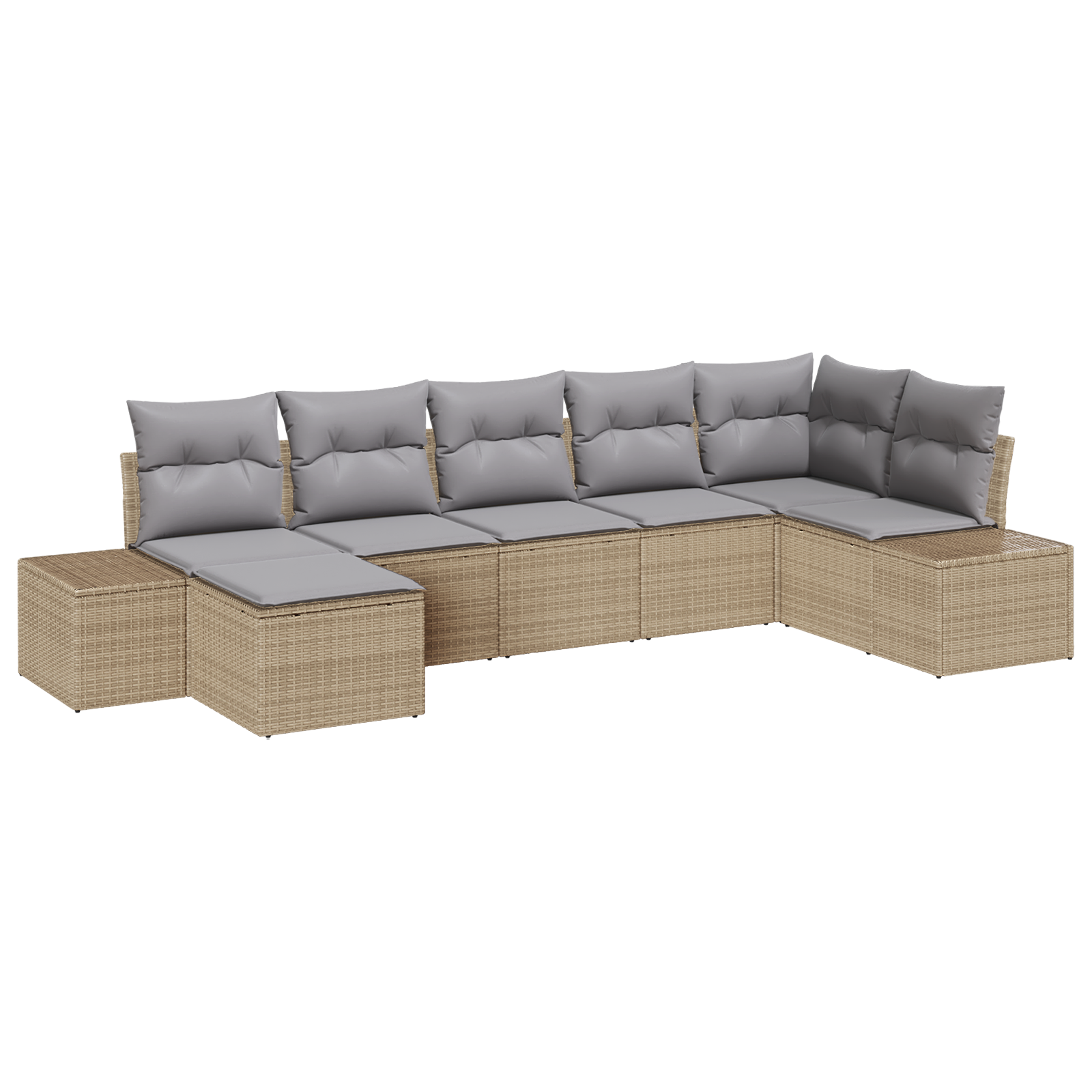 Set di divani da giardino da 7 pezzi con cuscini in polirattan beige