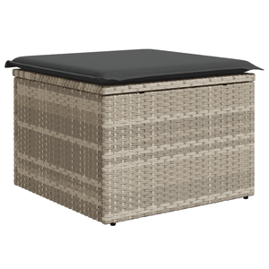 Set Divano da Giardino 7 Pezzi con Cuscini Grigio Chiaro Rattan Sintetico