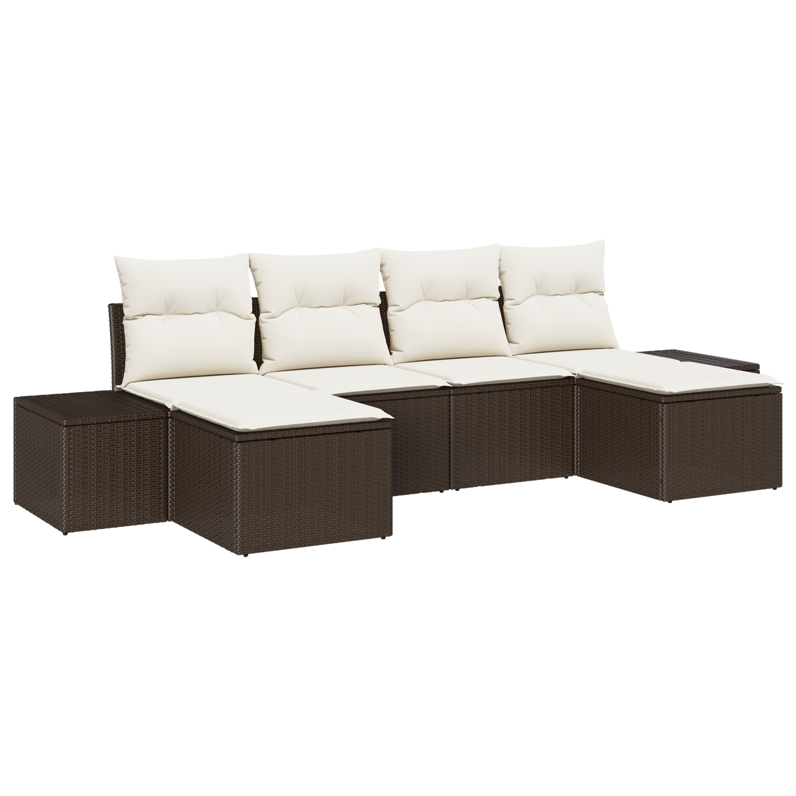 Set di Divani da Giardino 6 Pezzi con Cuscini Marrone Poly Rattan