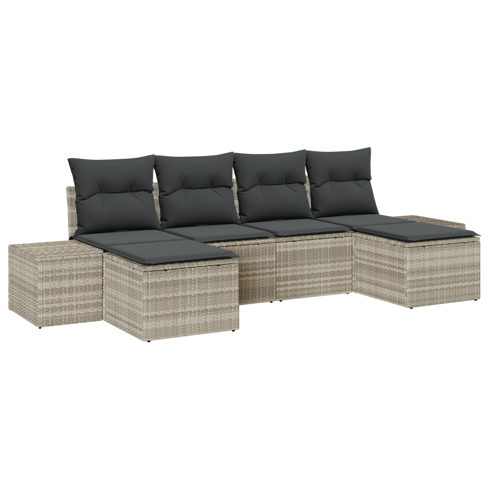Set di divani da giardino da 6 pezzi con cuscini Grigio chiaro Polyrattan