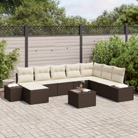 Set di 8 Pezzi Divano da Giardino con Cuscini Grigio Polyrattan
