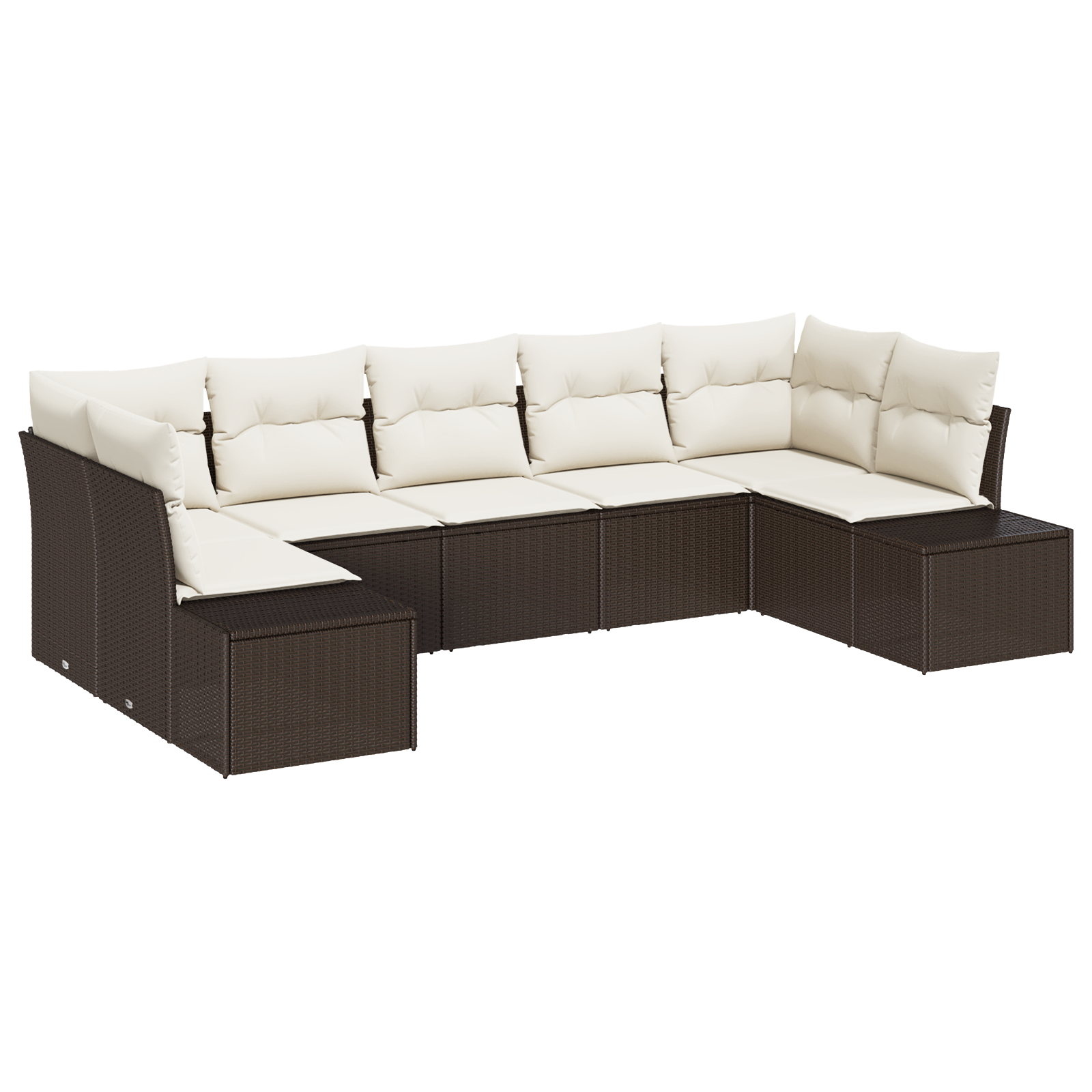 Set di Divani da Giardino 7 Pezzi con Cuscini Marrone Polyrattan