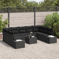 Set da Giardino a 10 Pezzi con Cuscini Beige in Polyrattan