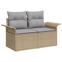 Set di divani da giardino a 5 pezzi con cuscini beige in polyrattan e acacia