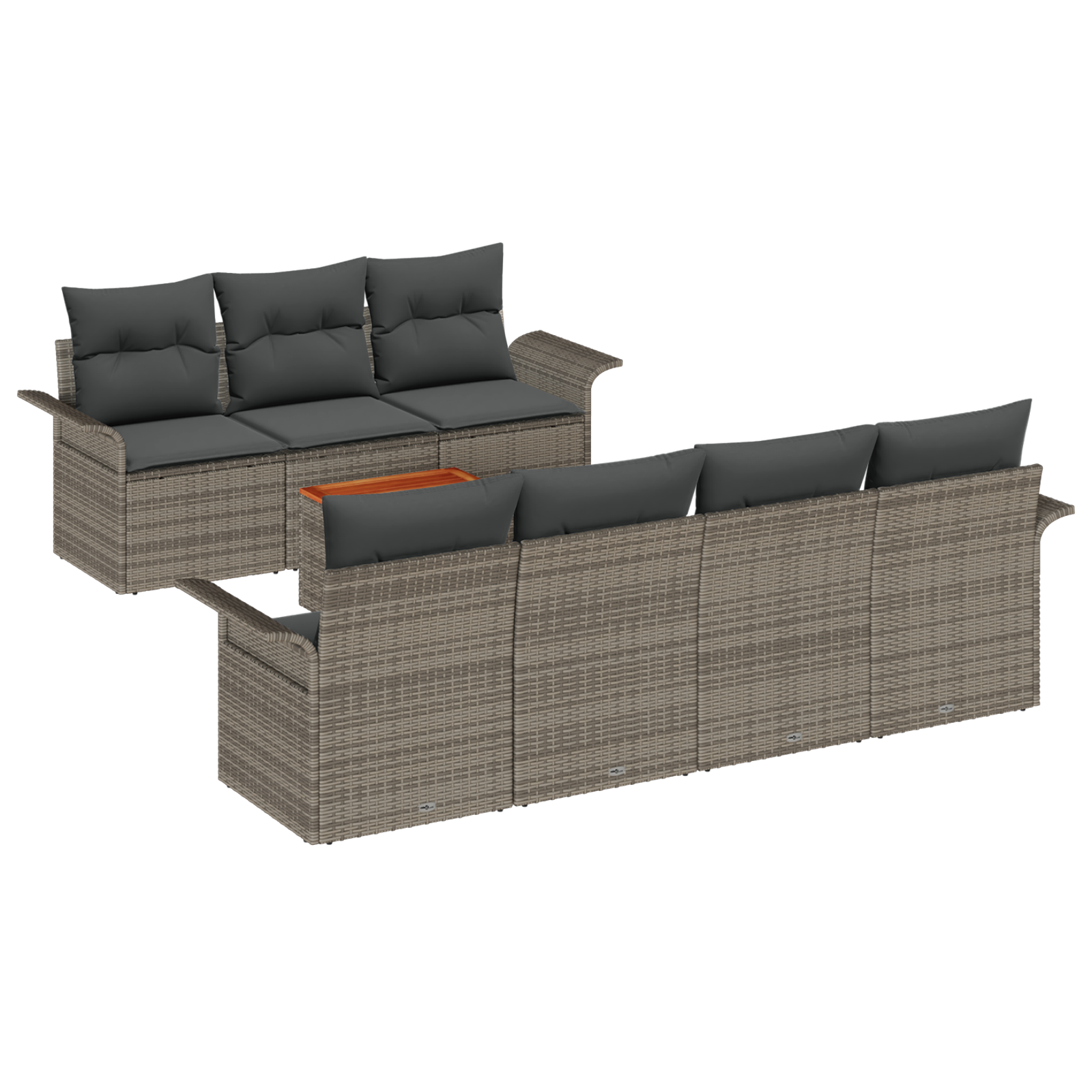 Set Divano da Giardino 8 Pezzi con Cuscini Grigio Rattan Sintetico Acacia
