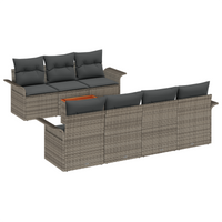 Set Divano da Giardino 8 Pezzi con Cuscini Grigio Rattan Sintetico Acacia